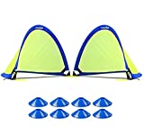 porayhut Pop up Soccer Net Soccer Goal for Kid Easy-up Set of Two Portable 210D Oxford with 8 Field Marker Cones Extra Stakes Fun for Backyard and Soccer Training Net (2.5FT Round Goal Set)