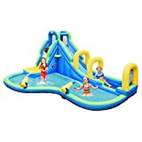 BOUNTECH Inflatable Water Slide, 5 in 1 Giant Water Slide Bouncer Park w/Splash Pool, Adventure Tunnel, Climbing, Water Cannons, Water Slides for Kids Backyard w/Accessories (Without Blower)