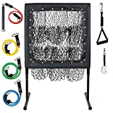 EPUSHUS Pitching Net Practice 9 Pocket Target for Baseball, Softball with Strike Zone Portable - Adjustable Height Include 4 Resistance Bands with Grip, Bat Handle, Ball Trainer