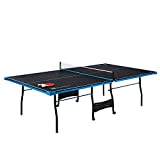 MD Sports Table Tennis Set, Regulation Ping Pong Table with Net, Paddles and Balls (8 Pieces) - Black & Light Blue