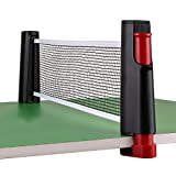 Hipiwe Retractable Table Tennis Net Replacement, Ping Pong Net and Post, 6 Feet(1.8M, Fits Tables Up to 2.0 inch （5.0 cm） (Black)