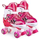 Perzcare Roller Skates for Girls/Boys, Kids Roller Skates for Children Outdoor Indoor Adjustable 4 Sizes with Light Up Wheels