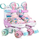 Outify Roller Skates for Girls Boys with Light Up Wheels, Kids Adjustable Roller Skates 4 Sizes for Youth and Adults, Great Beginner Outdoor Quad Skate, S (31-34)