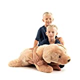 Extra Large Stuffed Dog Hugging Toy-Giant Sleeping Plush Body Pillow for Kids, Adults-Ideal for Bedroom Bed, Valentine’s Day Gift- 35 by 15 Inches Big, Brown, Fluffy and Soft-for Boys, Girls