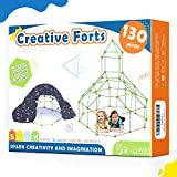 Tiny Land Kids-Fort-Building-Kit-130 Pieces-Creative Fort Toy for 5,6,7,8 Years Old Boy & Girls-STEM Building Toys DIY Castles Tunnels Play Tent Rocket Tower Indoor & Outdoor