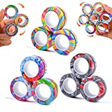 9Pcs Magnetic Ring Fidget Toys, Fidget Toy Pack, Stress Relief Magnetic Rings, ADHD Anxiety Relief Decompression Finger Magnetic Ring, Funny Gifts Kids Magnetic Spinner Ring for Boys Girls