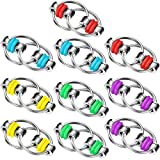 Skylety 10 Pieces Fidget Bike Chain Flippy Chain Toys for ADHD Stress Relief Finger Toys Fidget Flippy Key Chains for Adults and Teens, 5 Colors
