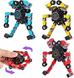 Funny Sensory Fidget Toys, Transformable Chain Robot Finger Toy DIY Deformation Robot Mechanical Spinners Fingertip Stress Relief Gyro Toy for Kids Adults(3pcs Luminous)