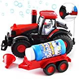 Bump & Go Bubble Blowing Farm Tractor Truck with Lights, Sounds ,and Action – Bubble Solution Included - Fun Toy and Gift for Kids (Boys & Girls)