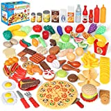 Shimfun Play Food Set, 130pc Play Food for kids & Toddlers Kitchen Toy Playset. Pretend Play Fake Toy Food, Play Kitchen Accessories with Realistic Colors, Detail for Fun & Education. Best Gift Choice