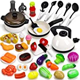 STEAM Life Play Kitchen Accessories Set - Kids Cooking Toys - Kids Pots and Pans Playset - Fake Play Food Sets for Toddler - Cookware Utensils Kids Kitchen Playset Pretend Play Kitchen Girl Boy