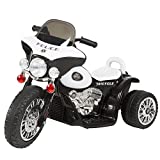 Kids Motorcycle Ride On Toy – 3-Wheel Battery Powered Motorbike for Kids 3 and Up – Police Decals, Reverse, and Headlights by Lil’ Rider (White)