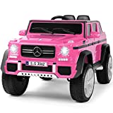 JOYLDIAS Kids Ride On Cars, Licensed Mercedes-Benz Maybach G650S, 12V Battery Powered Toy Electric Car for Kids with 2.4GHz Remote Control, 2 Motors, 3 Speeds, Lock, Music, Horn, LED Lights, Pink