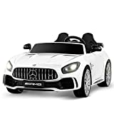 Uenjoy 2 Seater 12V Electric Kids Ride On Car Mercedes Benz AMG GTR Motorized Vehicles with Remote Control, Battery Powered, LED Lights, Wheels Suspension, Music, Horn, Compatible with Mercedes,White