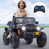 MCBOB Kids Ride On Car, Electric Car for Kids, Power Wheel with Parent Remote Control, Spring Suspension, LED Lights, Music, Kids Cars to Drive for Age1-5, Black