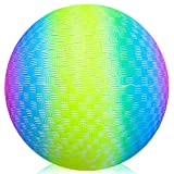 ArtCreativity Rainbow Playground Ball for Kids, Bouncy 9 Inch Kick Ball for Backyard, Park, and Beach Outdoor Fun, Beautiful Colors, Durable Outside Play Toys for Boys and Girls - Sold Deflated