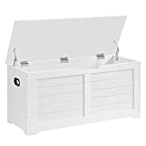 VASAGLE Storage Chest, Toy Chest Box Organizer with Safety Hinges, Storage Bench, Shoe Bench, Modern Style, 39.4 x 15.7 x 18.1 Inches, for Entryway, Bedroom, Living Room, Matte White ULSB061T10