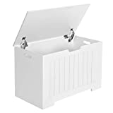 VASAGLE Lift-Top Storage Chest, Entryway Bench with 2 Safety Hinges, Wooden Toy Box, White ULHS11WT