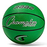 Champion Sports Rubber Junior Basketball, Heavy Duty - Pro-Style Basketballs, Premium Basketball Equipment, Indoor Outdoor - Physical Education Supplies (Size 5, Green)