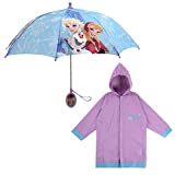 Disney girls Frozen Kids Umbrella and Slicker, Elsa and Anna Rainwear Set for age 2-7 Umbrella, Light Purple, MEDIUM 4-5 US