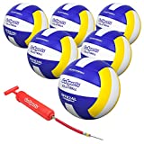 GoSports Indoor Competition Volleyball 6 Pack - Made From Synthetic Leather - Includes Ball Pump & Carrying Bag