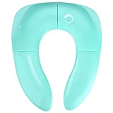 Portable Potty Training Seat for Toddlers, Fits Most Toilets, 4 Non-Slip Silicone Pads, Perfect Folding Travel Toddler Toilet Training Seat Includes Free Travel Bag - Blue
