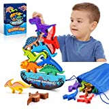 Dinosaur Toys for Kids 3-5: Wooden Stacking Montessori Toys for 3-7 Year Old Balance Competition Game for Family Ideal Christmas and Birthday Gifts for Kids (Classic Version)