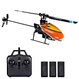 GoolRC C129 RC Helicopter for Adults and Kids, 4 Channel 2.4Ghz Remote Control Helicopter with 6-Axis Gyro, Aileronless RC Aircraft with Altitude Hold, Landing Pad and 3 Batteries (Orange)