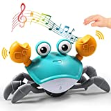 Sensing Crawling Crab, Tummy Time Baby Toys, Interactive Walking Dancing Toy with Music Sounds & Lights, Infant Fun Birthday Gift Toddler Boy Girl, USB Charging Cable Included (Green)