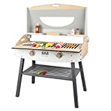KIDS TOYLAND Wooden Pretend Barbecue Grill Play Set, Play Kitchen Set Cooking Gift for Girls and Boys - Best for 3 4 5 Year Old Kids