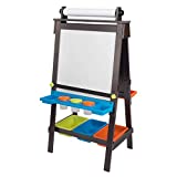 KidKraft Wooden Storage Easel with Dry Erase and Chalkboard Surfaces, Children's Art Furniture - Espresso, Gift for Ages 3+ 25.2 x 23.2 x 47.6