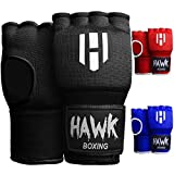 Hawk Padded Inner Gloves Training Gel Hand Wraps for Boxing Quick Wraps Men & Women Kickboxing Muay Thai MMA Bandages Fist Knuckle Wrist Protector Handwraps (Pair) (Black, S/M)