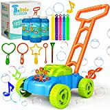 JUMELLA Lawn Mower Bubble Machine for Kids - Toddler Toys Automatic Bubble Mower with Music, Baby Activity Walker for Outdoor, Push Toys for Toddler, Christmas Birthday Gifts for Preschool Boys Girls