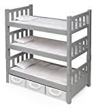 Badger Basket 1-2-3 Convertible Doll Bunk Bed (fits American Girl dolls), Gray/White