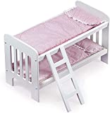 Badger Basket Gingham Doll Bunk Bed with Ladder, Bedding, and Free Personalization Kit (fits American Girl Dolls), White/Gingham