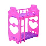UXELY Double Doll Bunk Bed with Ladder, Plastic Bunk Bed Bedroom Furniture for Barbies Dolls Dollhouse, Purple Mini Barbies Bed Kids Toy Frame Doll Double Bed Girls Gift