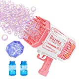 Upgraded Bubble Machine Guns, Bubble Makers with Light, Bubble Solution, 69 Holes Bubbles Machine for Kids, Summer Toy Gift for Outdoor Indoor Birthday Wedding Party - Pink Bubble Gun