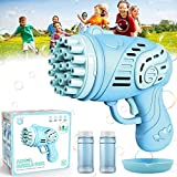 23 Hole Bubble Machine for Kids Parties, 2022 New Bubble Gun for Kids Adults Outdoor Party Favors, Bubble Blower Maker Toys with 2-Bottles Bubble Refill Kit Gifts for Boys Girls (Blue)