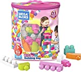 Mega Bloks First Builders Big Building Bag with Big Building Blocks, Building Toys for Toddlers (80 Pieces) - Pink Bag