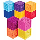 B. toys – One Two Squeeze Baby Blocks - Building Blocks for Toddlers – Educational Baby Toys 6 Months & Up with Numbers, Shapes, Animals & Textures – 10 Soft & Colorful Stacking Blocks