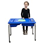 Children's Factory - 1138-24 -1138 24' Lg. Neptune Double-Basin Table & Lid Set, Preschool/Homeschool/Playroom Sensory Table for Toddlers, Kids Sand and Water Table,Blue