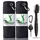 Favritt 3 Pack Golf Towel Golf Club Cleaner Set,Microfiber Fabric Waffle Pattern Towels,Heavy Duty Carabiner Clip (3Pcs)