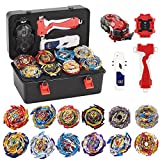 Twueivw Bey Battle Burst Gyro Blade Toy Set 12 Spinning Tops 2 Two-Way Launcher Metal Fusion Attack Top Battling Game with Portable Box Gift for Kids Children Boys Ages 6+