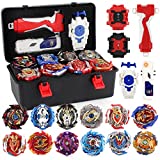 JIMI Bey Battling Top Burst Gyro Toy Set 12 Spinning Tops 3 Launchers Combat Battling Game with Portable Storage Box Gift for Kids Children Boys Ages 6+