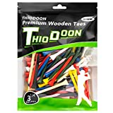 THIODOON Golf Tees Professional Natural Wood Golf Tees Pack of 100, Golfing Tees Multiple Colors Size 3-1/4 inch, 2-3/4 inch or 2-1/8 inch, Tall Golf Tees Bulk Reduce Side Spin and Friction