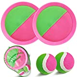 Ball Catch Set Game Toss Paddle - Beach Toys Back Yard Outdoor Games Lawn Backyard Target Throw Catch Sticky Mitts Set Age 3 4 5 6 7 8 9 10 11 12 Years Old Boys Girls Kids Adults Family Easter Gifts