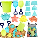 TOY Life Beach Sand Toys for Kids Toddler Baby, Sandbox Toys Sand Bucket and Shovel Set with Mesh Bag, 2 Sand Shovels, Beach Bucket, Sand Castle Molds Toys, Animal Molds, Beach Toys for Kids 3-10