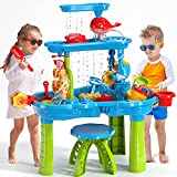 TEMI Kids Sand Water Table for Toddlers, 3-Tier Sand and Water Play Table Toys for Toddlers Kids, Activity Sensory Tables Outside Beach Toys for Toddler Boys Girls Age 1-3 3-5