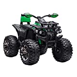 Aosom 12V Kids ATV Ride-on Four-Wheeler Toy Car with Music, Realistic Headlights, Wide Wheels, Rechargeable Battery-Powered, for Boys and Girls, Green