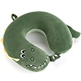 Niuniu Daddy Kids Neck Pillow for Traveling -100% Pure Memory Foam Dinosaur Travel Pillow - Accessory for Airplane Travel, Road Trip - Neck, Chin Support - Stops Head from Falling Forward - Washable